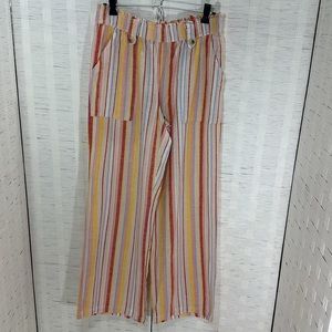 So Linen Blend Wide Leg Striped Pants